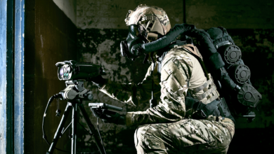 Soldier wears Avon Technologies' next-gen helmet.