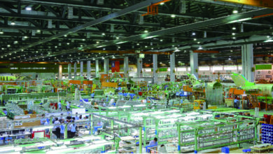 High angle shot of an aerospace assembly line. Photo: Aerospace Industrial Development Corp. (AIDC)