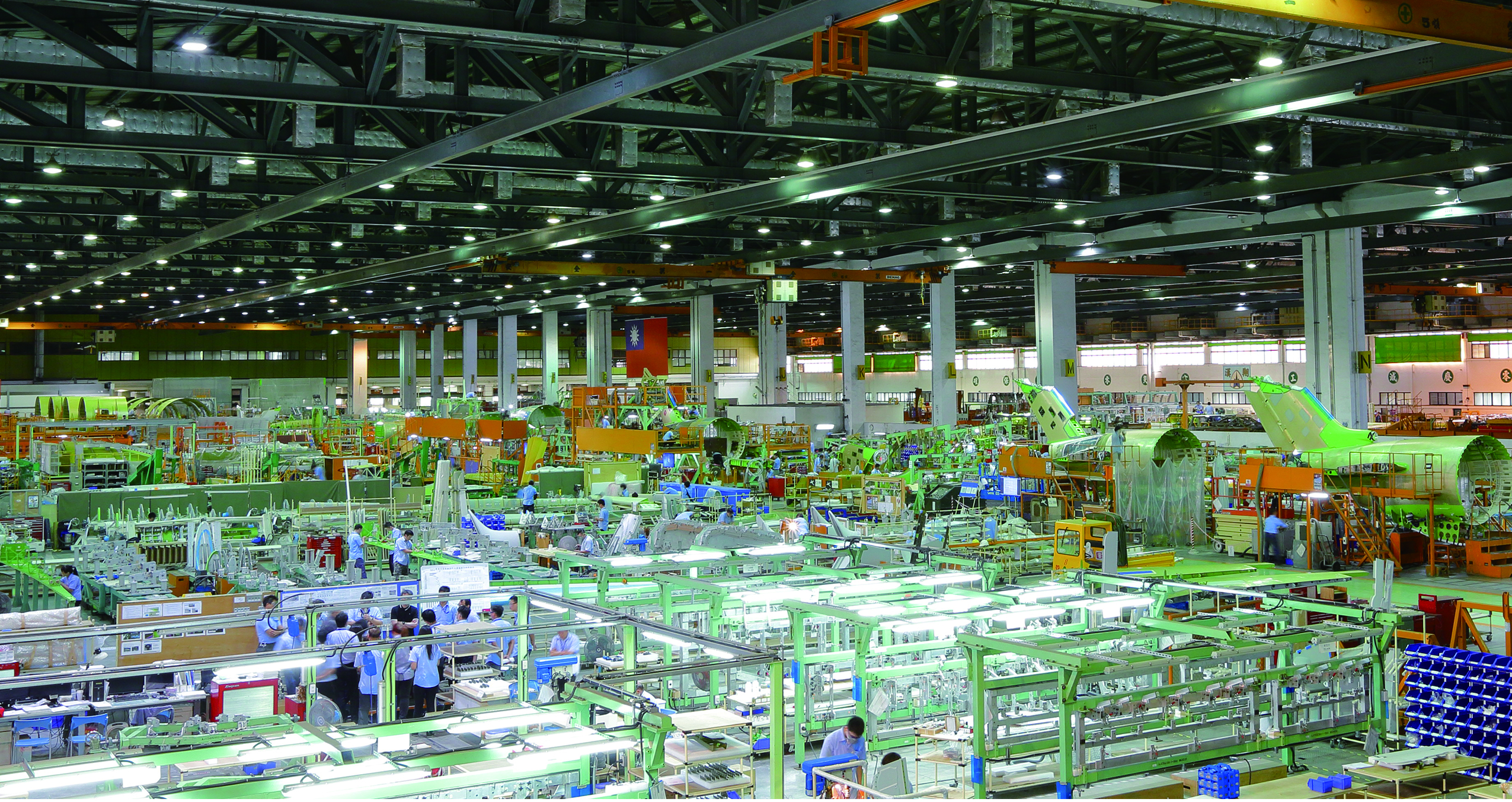 High angle shot of an aerospace assembly line. Photo: Aerospace Industrial Development Corp. (AIDC)