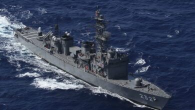 The JS Sendai (DE-232) Abukuma-class destroyer escort
