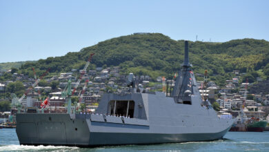 Japan's 10th Mogami-class multi-mission stealth frigate, the JS Nagara (FFM-10)