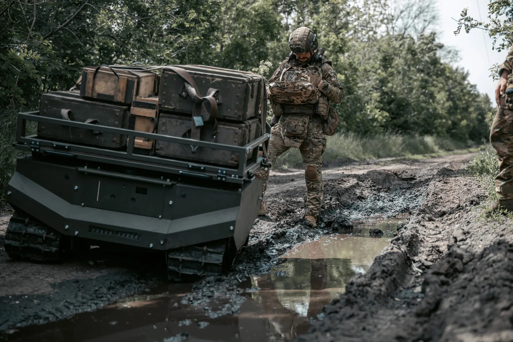 Soldier operates a GEREON unmanned ground vehicle. Photo: ARX Robotics