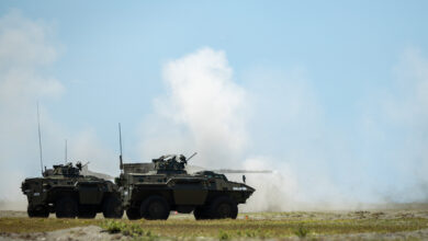 Sabrah Light Tanks assigned to the Philippine Army Armored Division, fire at targets during the counter-landing live-fire event of Exercise Balikatan 25 in Aparri, Philippines, May 3, 2025. This training was conducted alongside U.S. Marines with 3d Littoral Combat Team, 3d Marine Littoral Regiment, 3d Marine Division, U.S. Soldiers with 25th Infantry Division, Philippine Marines with Marine Battalion Landing Team 10, and Philippine Soldiers with Army Artillery Regiment. Balikatan is a longstanding annual exercise between the Armed Forces of the Philippines and U.S. military designed to strengthen our ironclad alliance, improve our capable combined force, and demonstrate our commitment to regional security and stability. (U.S. Marine Corps photo by Cpl. Malia Sparks)