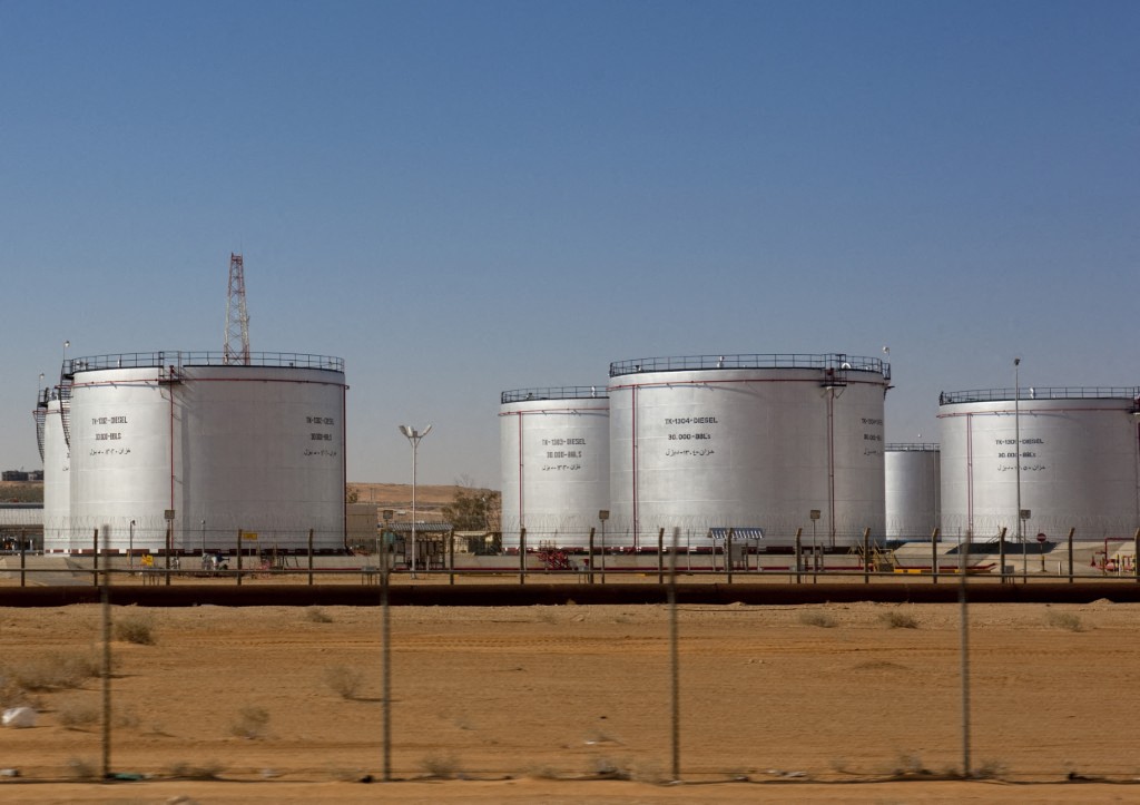 Petroleum storage tanks at an oil facility in Saudi Arabia. Photo: Eric Lafforgue/Hans Lucas via AFP