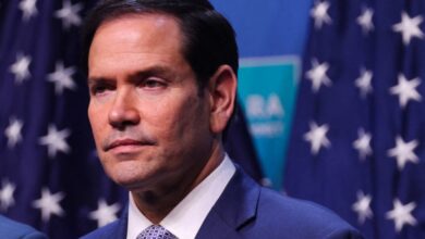 Marco Rubio, United States Secretary of State, attends the press conference of Donald Trump, President of United States, during the 2026 NATO Ankara Summit in Ankara, Turkiye, on July 8th, 2026.