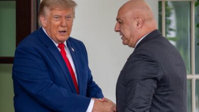 US President Donald Trump welcomes Lebanese President Joseph Aoun to the White House in Washington, D.C., on July 21, 2026.