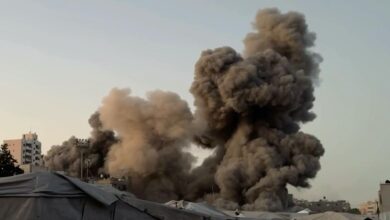 Smoke billows over central Gaza City after an Israeli strike hit the Al-Muttaqin Mosque on July 29, 2026. Israel said the mosque was being used by Hamas as a weapons storage facility, while Palestinian officials rejected the claim. Photo: STRINGER/AFPTV/AFP