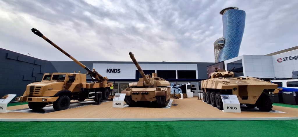 Leclerc tanks in front of KNDS