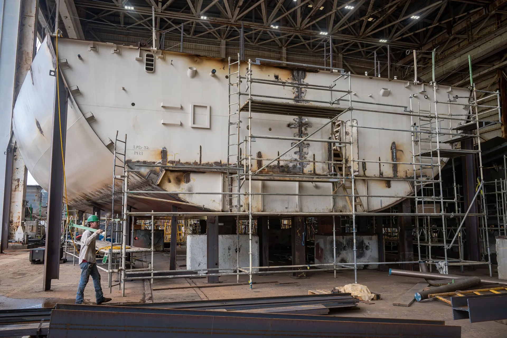 Ingalls Shipbuilding works on the US Navy’s amphibious transport dock program.