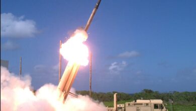 A Terminal High Altitude Area Defense, or THAAD interceptor, is launched from a THAAD battery.