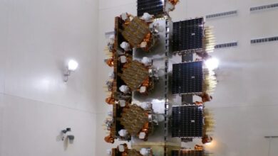Twenty-one York-built satellites integrated and stacked ahead of launch aboard a dedicated Falcon 9 for the Space Development Agency's Tranche 1 Transport Layer.