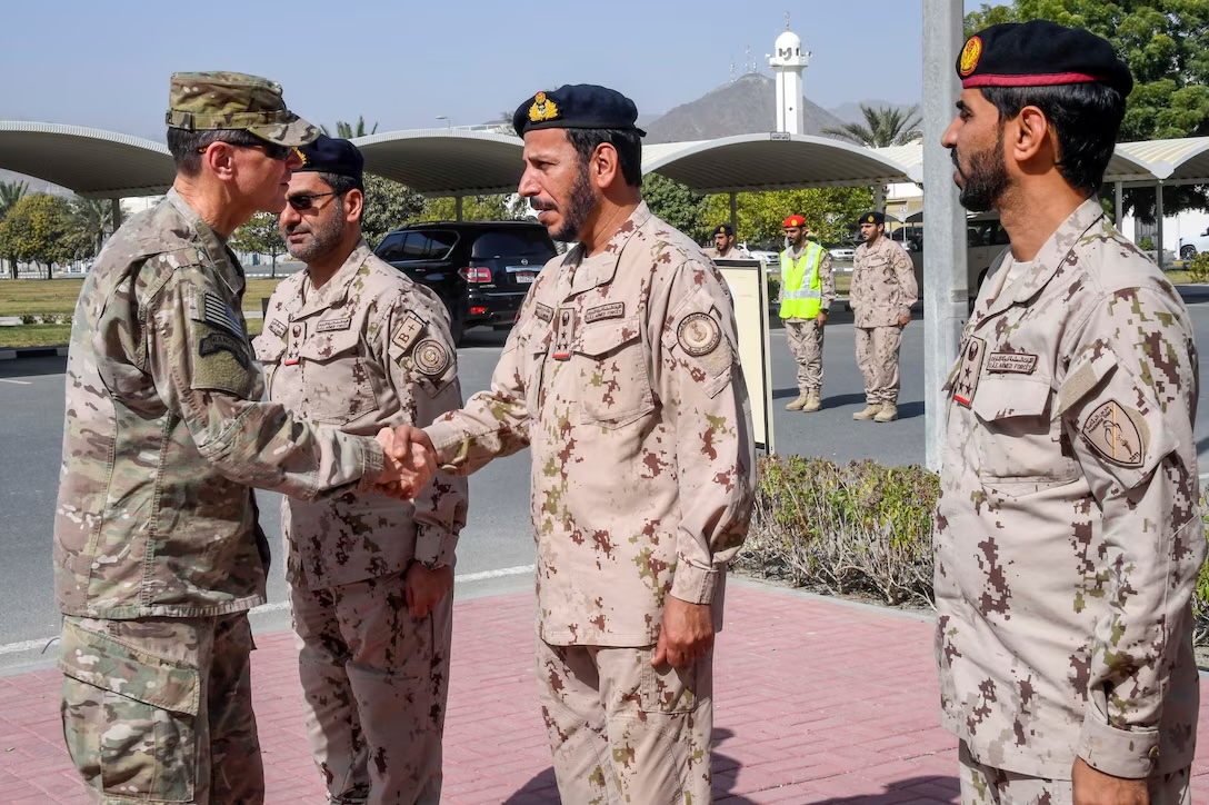 US Army Gen. Joseph L. Votel meets officers of the United Arab Emirates armed forces during Exercise Native Fury 18 in 2018. Photo: Tech. Sgt. Dana Flamer/US Air Force