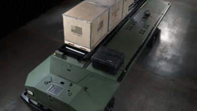 A prototype of an UGV for American Rheinmetall based on Harbinger’s dual-use hybrid chassis. Photo: Rheinmetall