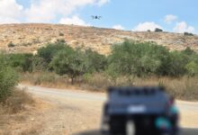 A LiDAR device aimed at an unmanned aerial system