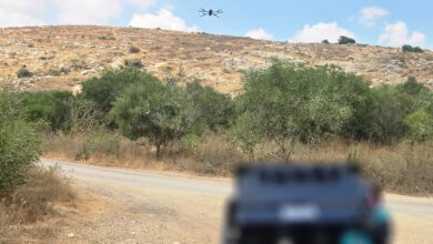 A LiDAR device aimed at an unmanned aerial system